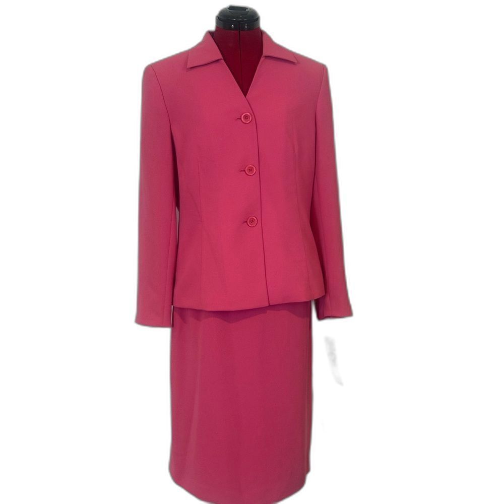NWT Le Suit Skirt Suit Women's Size 8 Pink 2-Piece Set Blazer & Skirt - Picture 9 of 13